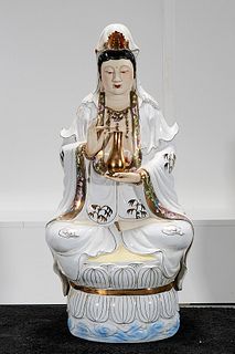 Chinese Enameled Porcelain Seated Guanyin