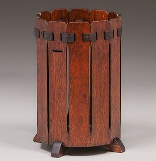Early Lakeside Crafts Shop - Woodcraft Guild Waste Basket c1905