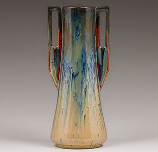 Fulper Two-Handled Flambe Glaze Vase c1910s