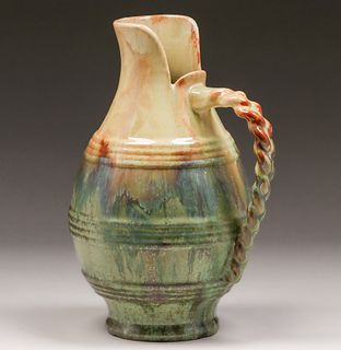 Fulper Pottery Twisted Handle Pitcher c1910s