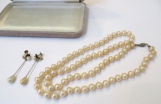 Costume Pearl Necklace And Earrings