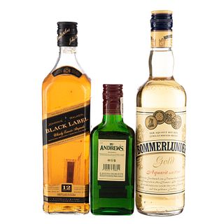 Whisky y Aguardiente. a) Bommerlunder. b) Johnnie Walker Black Label. c) Mc. Andrew's.