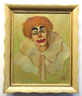 Oil On Canvas Clown Portrait