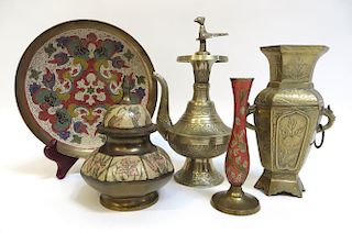Assorted Brass And Enamel Items