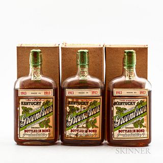Kentucky Greenbrier 11 Years Old 1913, 3 pint bottles (oc)