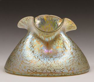 Loetz Art Glass Ruffled Rim Vase c1910