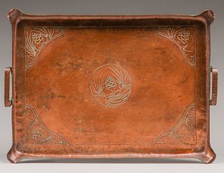 Early Craftsman Studios Hammered Copper Tray c1920