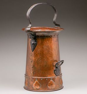 Gustav Stickley #351 Hammered Copper Coal Bucket c1905
