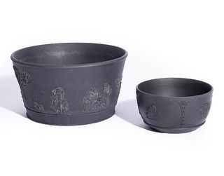Pair of Vintage Wedgwood Black Basalt Jasperwar Bowls