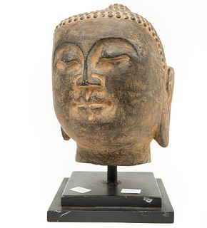 19th Century Southeast Asia Stone Carving Buddha Head