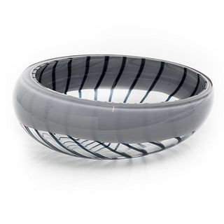 Livio Seguso Murano Signed Striped Art Glass Bowl