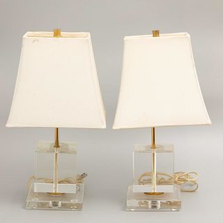 Mid century pair of cut glassÂ lamps