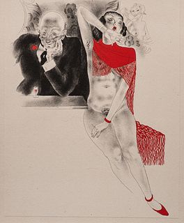 Clark Fay Pencil Signed Erotic Lithograph Circa 1930's
