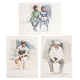 Nathaniel K. Gibbs. Three Signed Watercolors