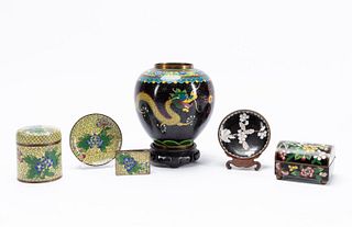 GROUP CHINESE CLOISONNE ASSORTED TABLEWARES