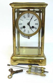 Tiffany & Co., Brass And Bevel Glass Mantle Clock