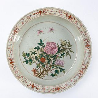 CHINESE LARGE FAMILLE ROSE FLORAL WASH BASIN