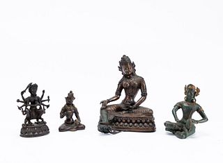 4 PCS, ASIAN RELIGIOUS FIGURES, BUDDHIST & HINDU