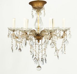 20TH C. CONTINENTAL SIX-LIGHT CRYSTAL CHANDELIER