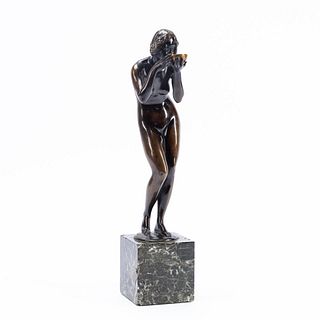 VICTOR SEIFER, NUDE DRINKING FROM CUP, BRONZE