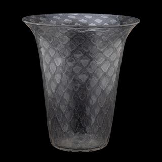 MURANO STYLE HAND-BLOWN COLORLESS GLASS VASE