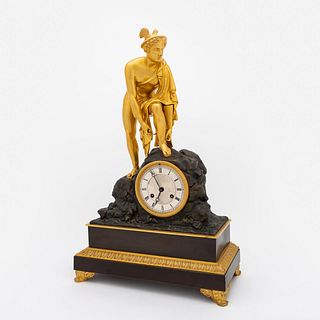 FRENCH GILT BRONZE FIGURAL CLOCK, CA. 1825