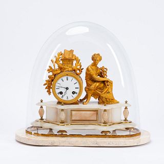 FRENCH FIGURAL GILT & ONYX DOME CLOCK, 1872