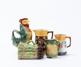 5PC MAJOLICA POTTERY TABLEWARE GROUPING