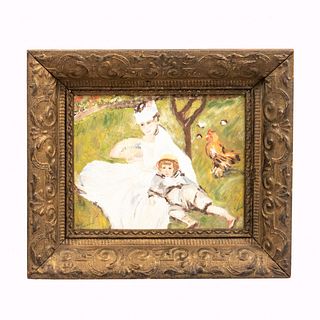 FRENCH IMPRESSIONIST STYLE MOTHER & CHILD, FRAMED