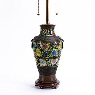 MARBRO LAMP COMPANY, CLOISONNE VASE TABLE LAMP