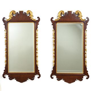 PAIR, PARCEL GILT CHIPPENDALE STYLE WALL MIRRORS
