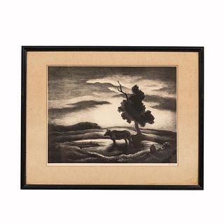 THOMAS HART BENTON "SUNSET" LITHOGRAPH, 1941