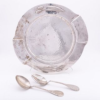 3PC HAMMERED SILVERPLATE SALAD SET WITH SERVERS