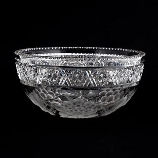 TUTHILL CUT CRYSTAL BOWL IN GRAPE VINE PATTERN