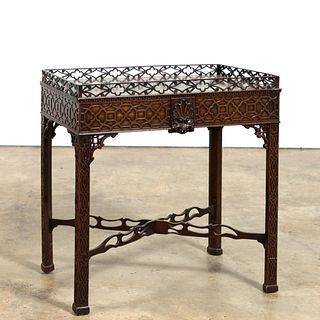 CHINESE CHIPPENDALE MAHOGANY TEA TABLE