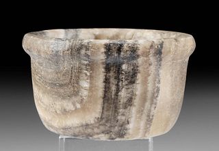 Egyptian Banded Alabaster Dish with Lipped Rim