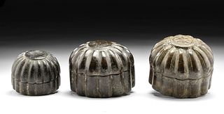 18th C. Indian Mughal Brass Betel Boxes (group of 3)