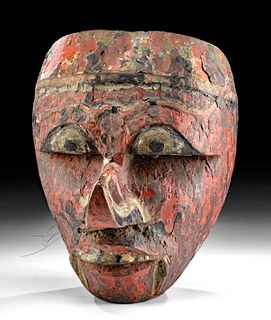 Early 20th C. Javanese Wood Dance Mask Depicting Klana