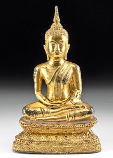18th C. Thai Rattankosin Gilded Brass Buddha