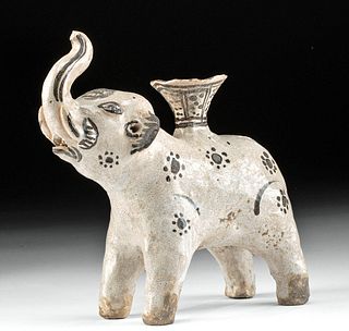 Thai Sawankhalok Glazed Pottery Candle Holder, Elephant