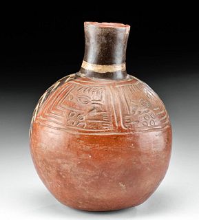Chimu Bichrome Pottery Vessel w/ Abstract Incised Motif
