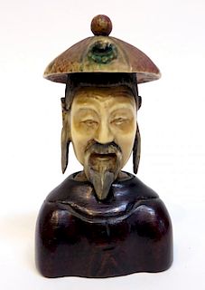 Stone Chinese Bust Of A Man