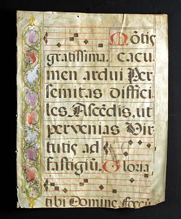 17th C. European Vellum Antiphonal Sheet Music