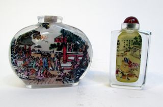 Two Chinese Reverse Glass Snuff Bottle