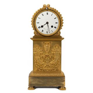Leroy & Fils French Empire Gilt Mantle Clock