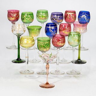 Collection of Colored Glass Stemware