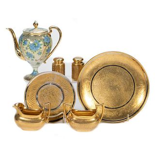 A Collection of Gilt Porcelain Table Ware