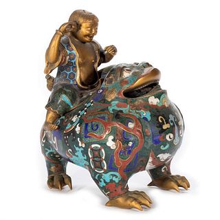 19th Centry Asian Cloisonne Figural Vessel.