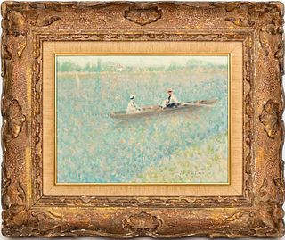 André Gisson Impressionist River Scene Oil