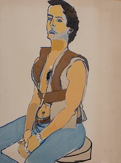 Alice Neel "Man in Harness" Lithograph, 1980
